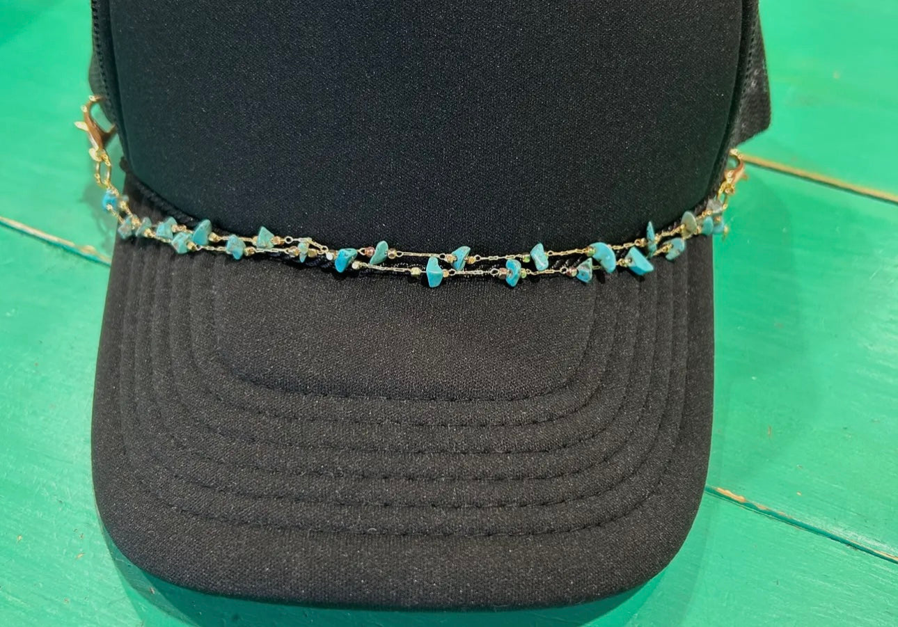 Turquoise Trucker Chain | Hat Band | Hat Chain | Cap Jewelry