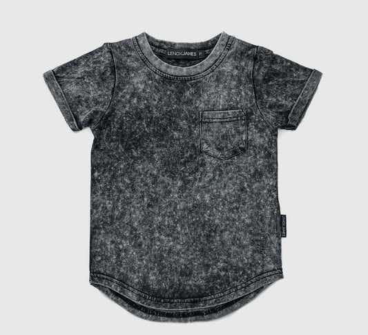 Boys Stonewash Pocket Tee - Charcoal