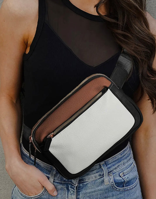 Leather Zipped Removable Clip Crossbody Bag